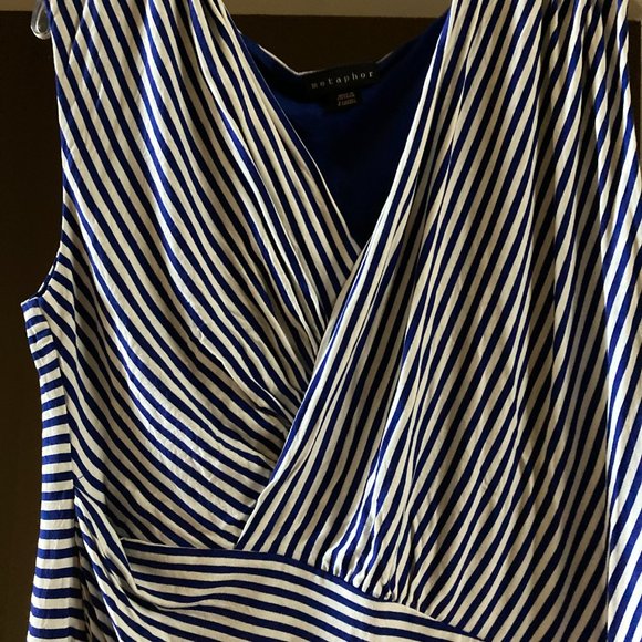 New Metaphor Striped Surplice Blouse XL - Picture 2 of 7